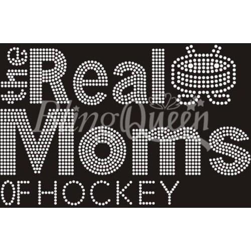 BlingQueen 25PCS/LOT Korean Rhinestone Iron On Transfers Hockey Design