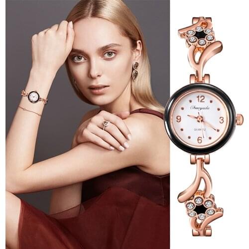 Womens Watch 2020 Rose Gold Women Wristwatch Luxury Rhinestone Designer Ladies Watch Women Bracelet Female clock reloj mujer