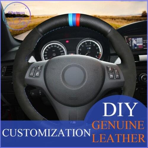 For BMW M3 2009-2013 /E92 car steering wheel cover non-slip black leather anti-slip design all season