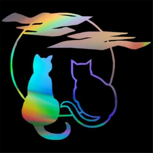 Two Cats Moon Sky Sticker Car Window Bumper Laptop Door Vinyl Decal Home Decor