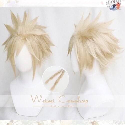 Final Fantasy Vii 7 Cloud Strife Linen Blonde Cosplay Wigs High Temperature Fiber Hair Wig + Free Wig Cap