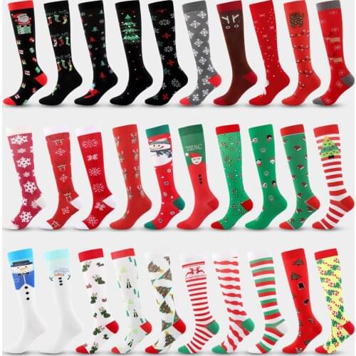 Unisex Compression Stockings Christmas Cartoon Shaping Leg Muscle Pressure Soothing Nylon Funny Exercise Women Men Socks