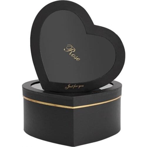 60% Hot Sale 2Pcs/Set Creative Flower Box Heart Shaped Hot Stamping Paper Florist Packaging Rose Gift Case For Anniversary Party