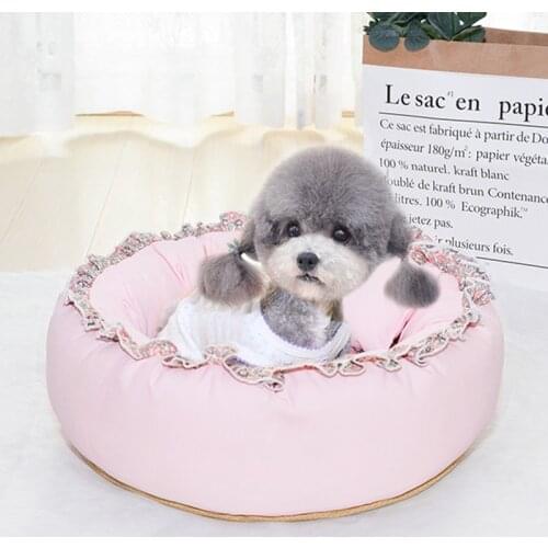 Small Dog Bed & Cat Bed, Round Pet Beds for Indoor Cats or Small Dogs, Machine Washable, Slip-Resistant Oxford Bottom