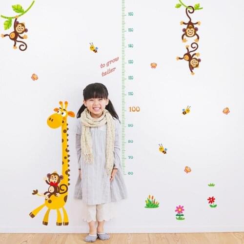 HOT SALES!!!Giraffe Monkey Height Chart Wallpaper Wall Sticker DIY Kids Children Room Decor