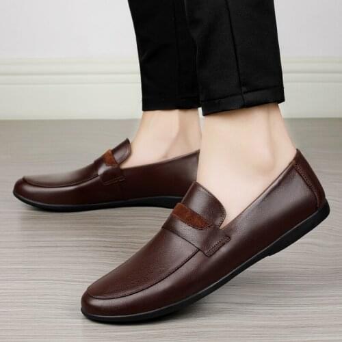 Luxury 2021 Summer Genuine Leather Men Casual Comfortable Loafers Mens Moccasins Breathable Slip on Driving Loafers Boat Shoes