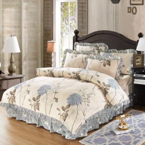 Printed Floral Duvet Cover Set Queen/Full 4/6Pcs Soft Quilted Cotton Bedspread Bedding set Comforter Cover Coverlet Pillow shams