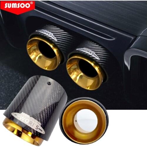 Genuine SUMSOO 1PCS Black Chrome and Carbon Fiber Muffler Tip Fit for Mini Cooper Exhaust Tip R55 R56 R57 R58 R59 R60 R61