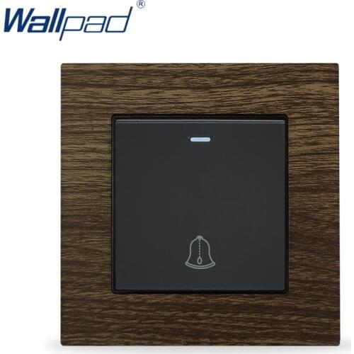 Doorbell Wall Switch Wallpad Aluminium Metal Frame Wood Design Push Button Switches Interrupteur Momentary Reset Switch