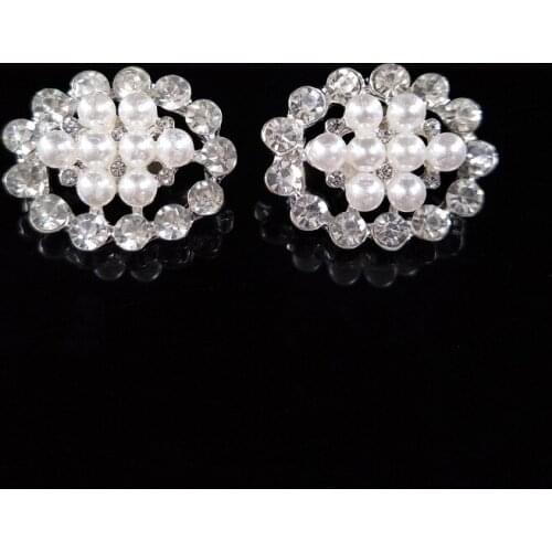 2019New 100Pcs Oval Rhinestone Pearl Center Button for DIY Hair and bags or Shoes button accessoriess HZ483