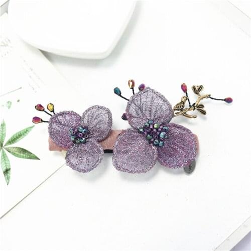 New Metal Fiber Flower Spring Cross Clip Headdress Adult Elegant Hair Clip