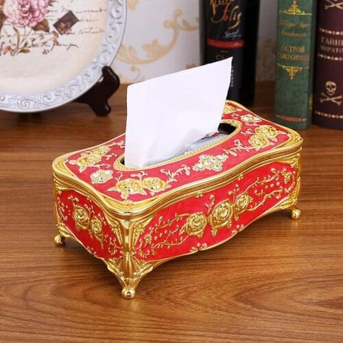 Hotel Organizer Living Room Holder Office Napkin Case European Style Tissue Box Home Decor Elegant Plating Desktop Luxury