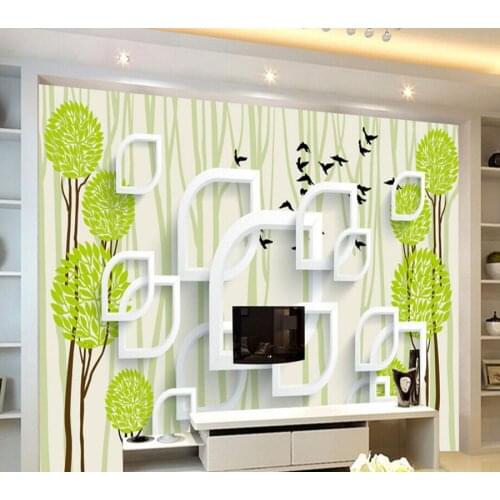 Custom children wallpaper,3D abstract tree birds cartoon for childrens room bedroom TV backdrop waterproof papel de parede