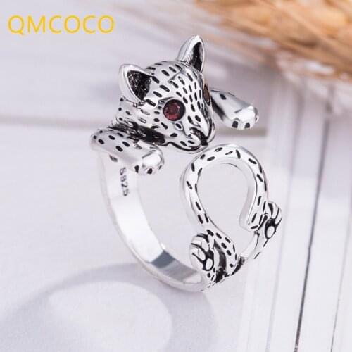 QMCOCO 2021 New 925 Sterling Silver Simple Cute Lucky Cat Adjustable Ring Vintage For Women Lover Gift