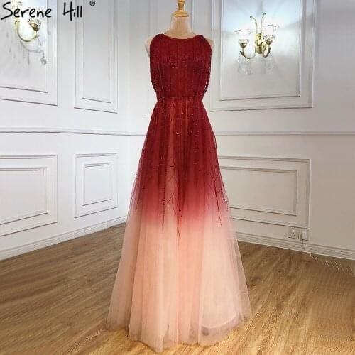 Gradient Red A-Line Luxury Evening Dresses Gowns 2021 Beading Tassel For Women Party BLA70917 Serene Hill