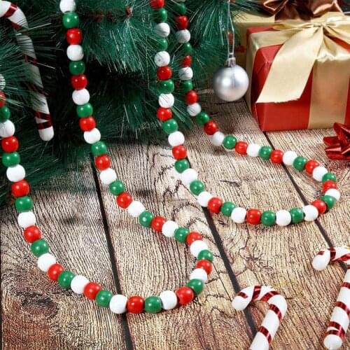 Christmas Wooden Beads Garland Christmas Tree Hanging Decorations For Family Christmas Decoration