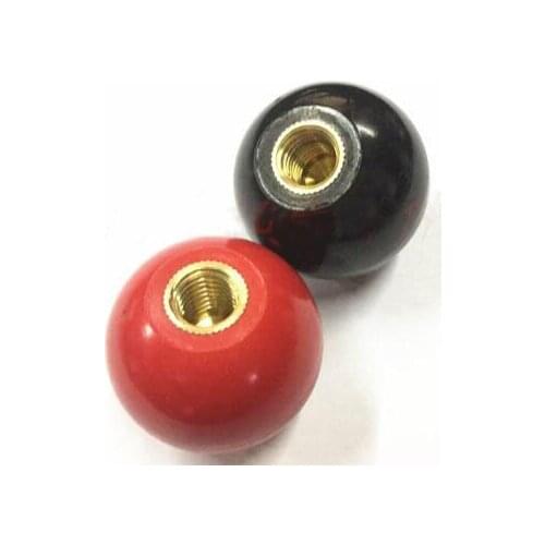 Handle Controls Levers Ball Knob Black Red 40mm Diameter M8 Thread 5Pcs