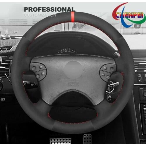 DIY Hand-Sewn Black Suede Car Steering Wheel Cover For Mercedes Benz W208 W210 W463 Car Interior Accessories