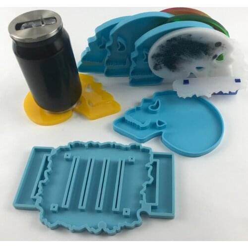 Skeleton Coaster Epoxy Resin Mold Cup Mat Casting Silicone Mould DIY Crafts Jewelry Placement Plate Decoration Mold Drop ship
