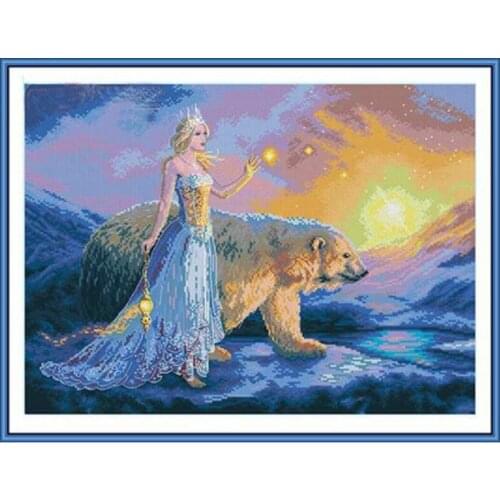 TOP Snow Queen and Polar Bear patterns Counted Cross Stitch 11CT 14CT 18CT DIY Cross Stitch Kits Embroidery Needlework Sets