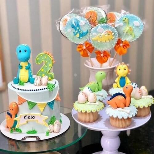 CYUAN Dinosaur Cake Toppers Dino Theme Jungle Safari Birthday Party Animal Cake Decor Happy Birthday Party Decoration Kids Boy