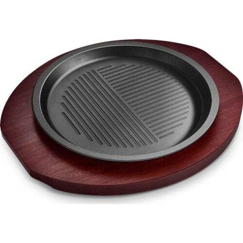 Thickened cast iron plate Korean barbecue BBQ fried stripe steak baking tray electromagnetic gas stove commercial household