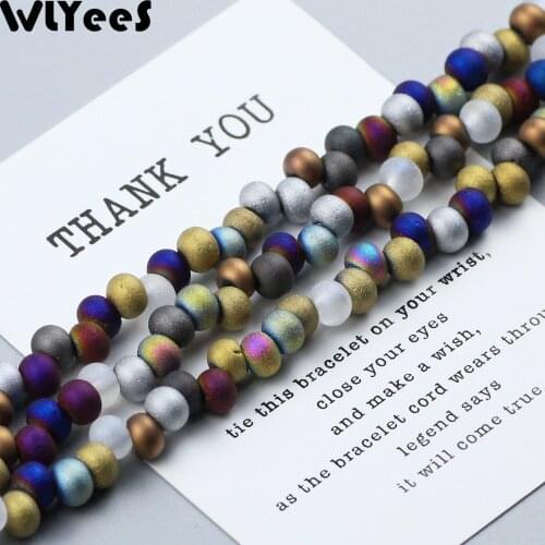 WLYeeS Matte plating Austrian Earring Pendant Crystal beads 4*6mm 100pcs round ball Space Loose bead Jewelry Bracelet Making DIY
