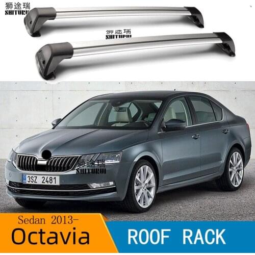 SHITURUI For SKODA Octavia, 4-dr Sedan, 2013–2020 Serultra quiet truck roof bar car special aluminum alloy belt lock