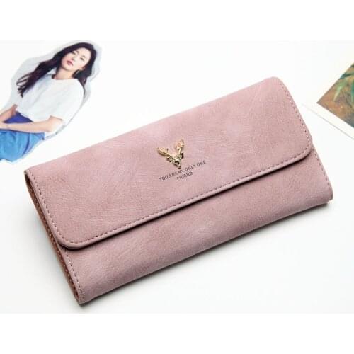 Women Wallet Long Scrub Bag Antlers Female Leather Money Bag Women Clutch Phone Female Purse Card Holder Feminima Bolsa Vintage