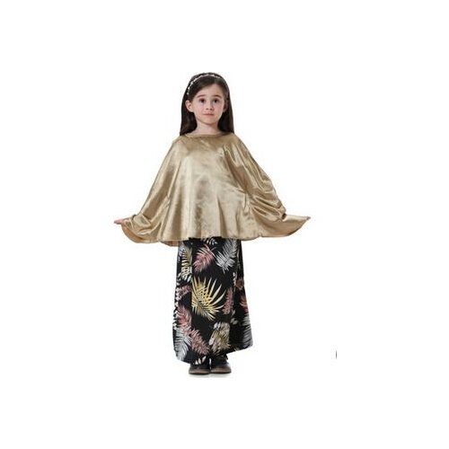 1set/lot muslim girl clothing children print skirt and solid top girl dubai Saudi Arabia gilr satin clothing