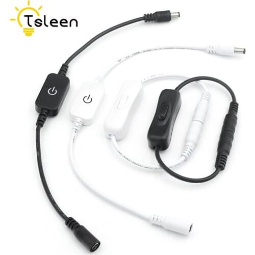 1pc Turn On Off LED Strips DC 12-24V Power Adapter DC plug with Cable 5.5x2.1mm 2 Types DC power Switch Connector Inline Cable