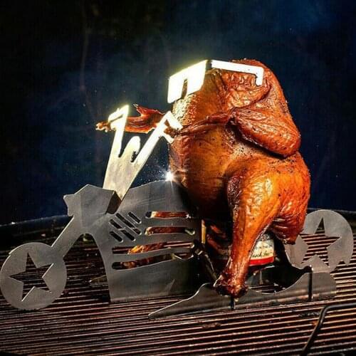 1pc Funny BBQ Chicken Stand Stainless Steel Skull ,five-pointed Star, Pheasant Grilling Roast Rack Portable Outdoor BBQ Tools