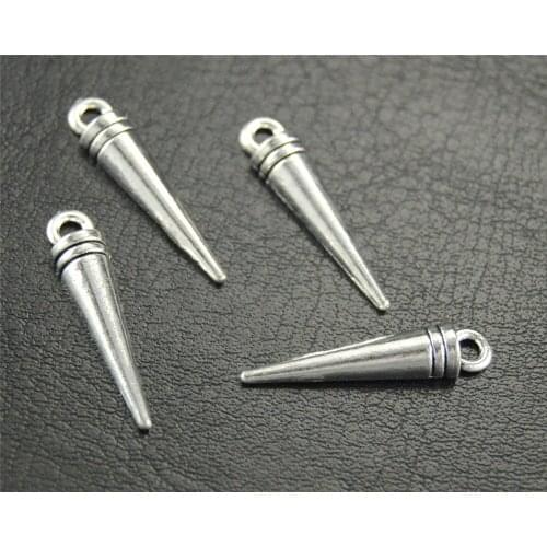20pcs Silver Color Spike Charm Pendant DIY Necklace Bracelet Bangle Findings 21x5mm A1807