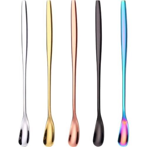 5 pieces 304 Stainless steel ice cold milk tea coffee stirring dessert long handle melon seeds honey spoon