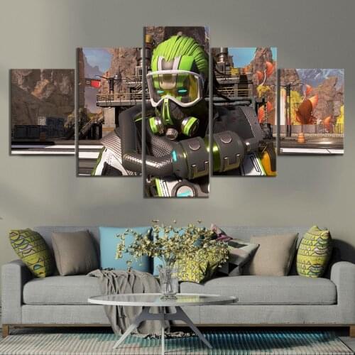 5pcs Apex Legends Caustic Season Game Poster Artwork Canvas Wall Art Painting for Living Room Wall Decor,Unframed1