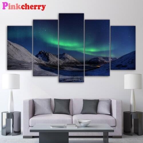 5pcs sky aurora landcscape diamond embroidery full square round 5d diy diamond painting cross stitch rhinestone pictures