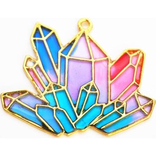 97QE 5Pcs Cluster Crystal Stone DIY Metal Frame Jewelry UV Resin Charms Bezel Setting