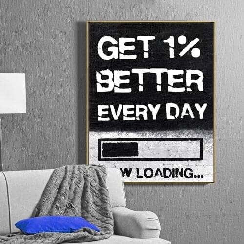 AAHH Get 1% Better Every Day Entrepreneur Motivational Canvas Painting Quote Canvas Wall Art Print on Canvas for Home Decor
