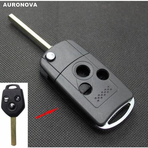 AURONOVA New Upgrade Folding Key Shell for Subaru Forester Outback Xv Legacy 3 Buttons Modified Remote Car Key Case