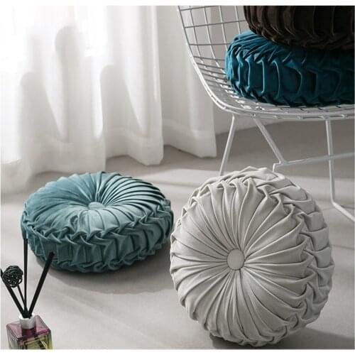 Velvet Pleated Futon Round Floor Cushion Pillow for Couch Floor, Cushion Pillow Decorative for Home Sofa Chair Bed Car