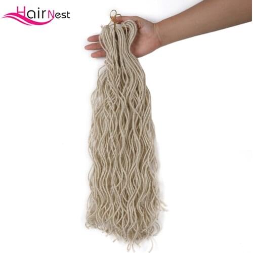 Hair Nest Crochet Braid Synthetic Braiding Hair Extension Faux Curly Locs Crochet Hair Soft Fashion Style 30 Roots/pack Blonde