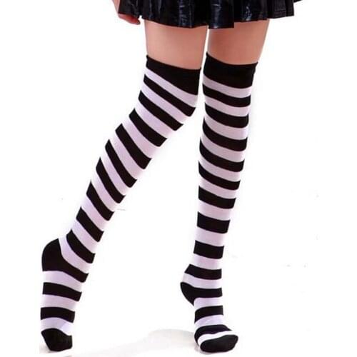 Women Lady Girl Over The Knee Socks Striped Thigh High Long Striped Stocking Leg Warmers Cosplay Wearings 37-40 Cm Length