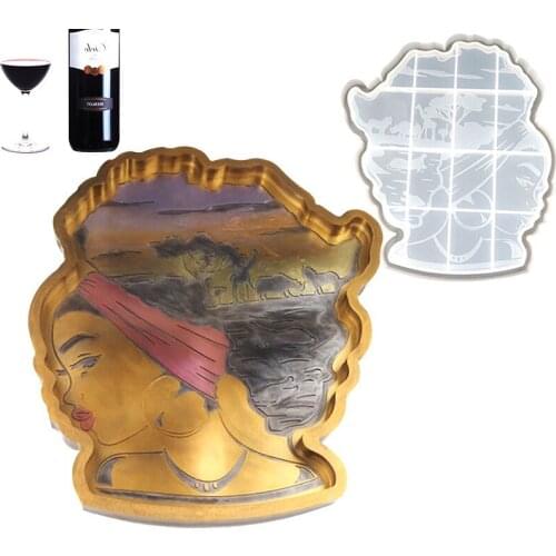 Crystal Epoxy Diy Creative Resin African Goddess Head Silicone Mold Fruit Tray Tray Home Coaster Decoration Model