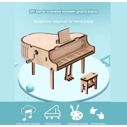 DIY Handmade Toys 3D Wooden Puzzle Game Classical Piano Music Box Assembly Popular Gift for Children Adult Christmas Birthday