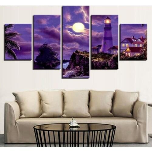 Canvas Painting HD Prints Home Decor 5 Pieces Wall Art House Modular Landscape Pictures Tree Artwork Living Room Scenery Poster