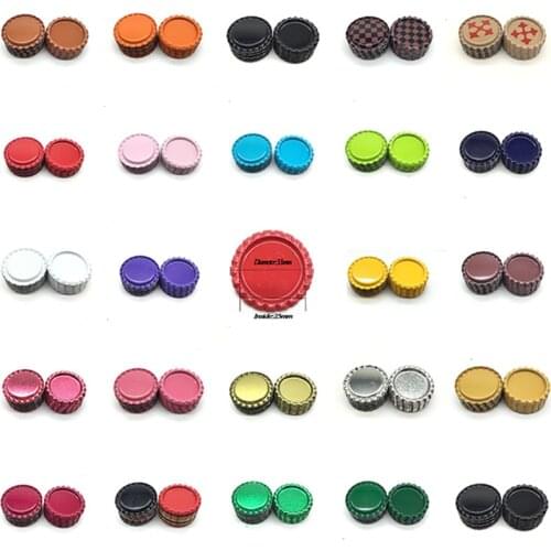 New Arrival 24 Colors Both Side Color Metal Flattened Bottle Caps Without Holes Flat Bottlecaps for Necklace Jewerly Hairbows