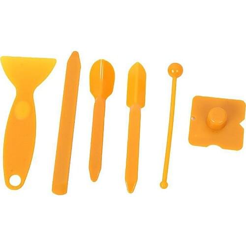 6PCS/SET Sealant Tool Kit Floor Corner Caulking Finishing Tools DIY Tiles Seam Beauty Scrapers Scratch Crack Restore Orange