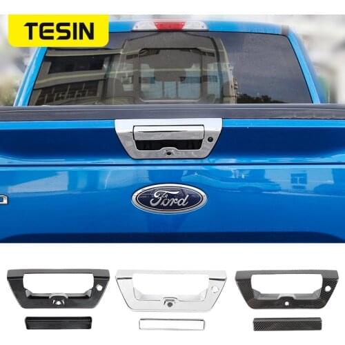 TESIN Car Rear Door Handle Cover Tailgate Grab Decoration Cover Stickers for Ford F150 2015-2021 ABS Car Exterior Accessories