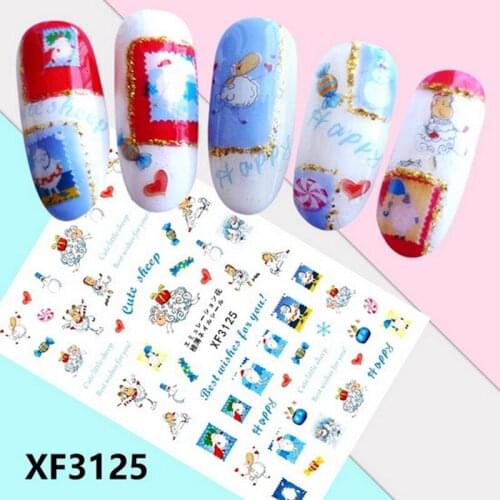 2PCS Christmas Nails Art Manicure Back Glue Decal Decorations Nail Sticker For Nails Tips Beauty