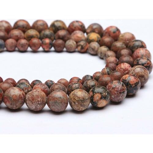 Natural Stone Leopardskin Jasper Round Loose Spacer Beads 15" Strand Size For Jewelry Making Bracelets